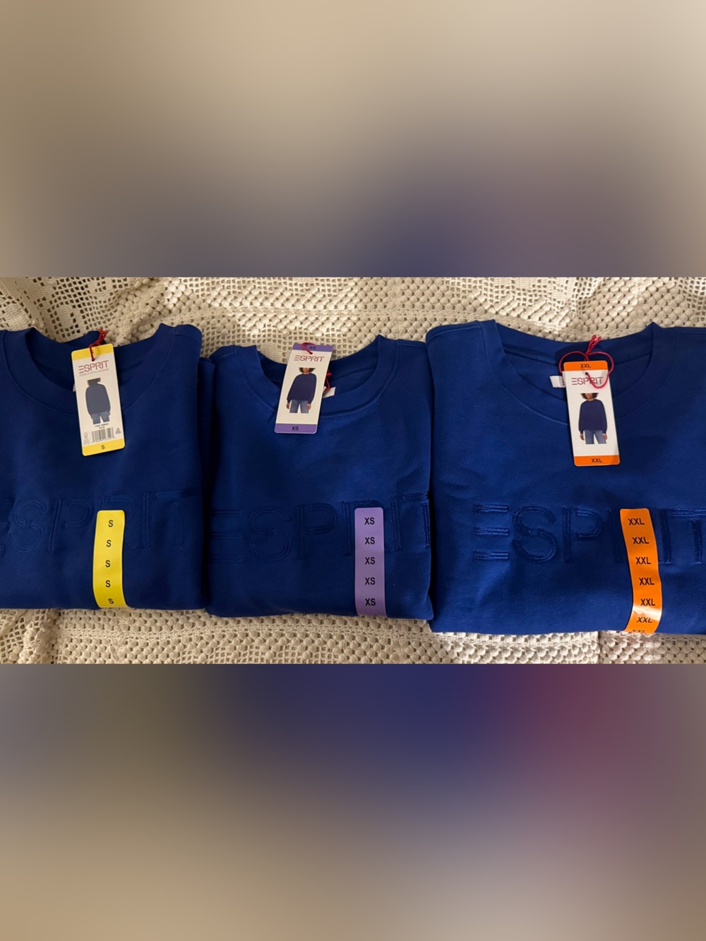 Esprit Bold Blue Embroidered Logo Sweatshirt, XS, S, XXL